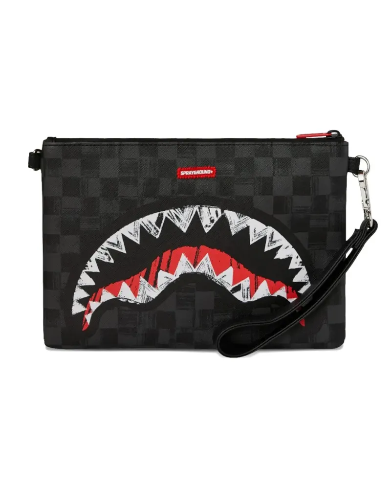 Sprayground Karierte Clutch mit Logo - Schwarz Schwarz