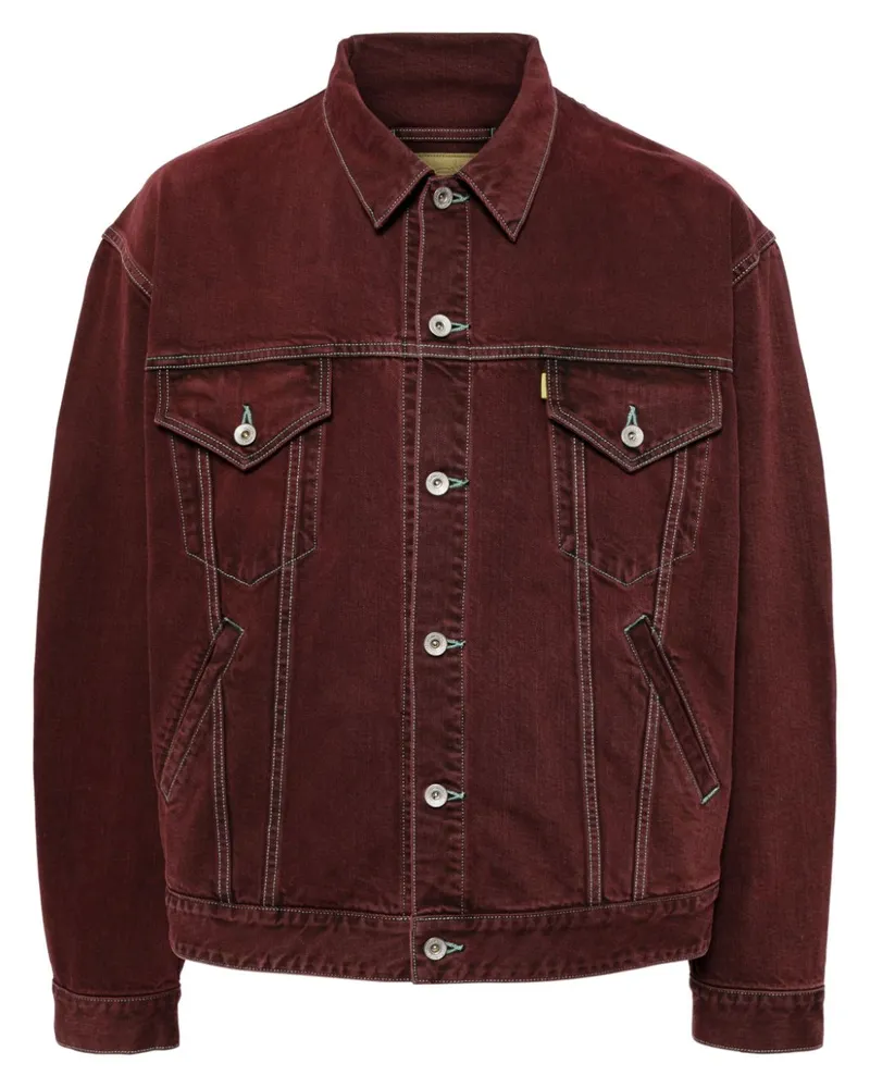 Doublet contrast-stitching denim jacket Rot