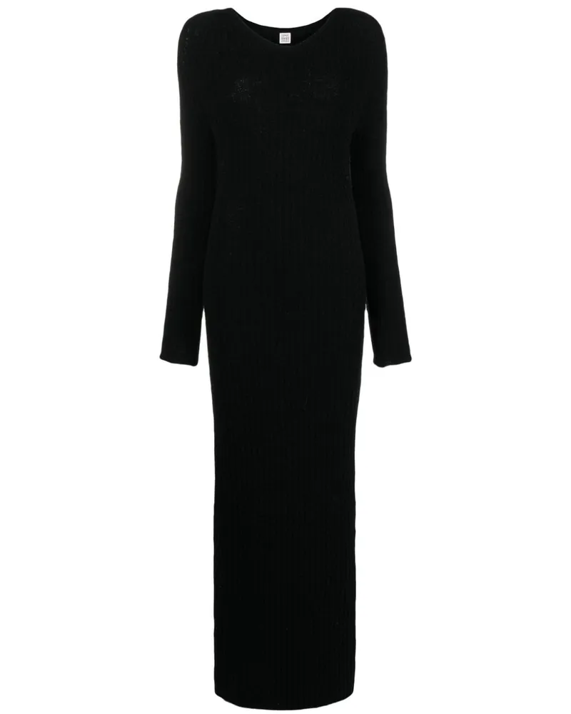 Totême Geripptes Kleid - Schwarz Schwarz