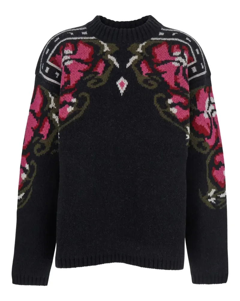 Seafarer Rundhals-Pullover mit Blumenmuster - Schwarz Schwarz