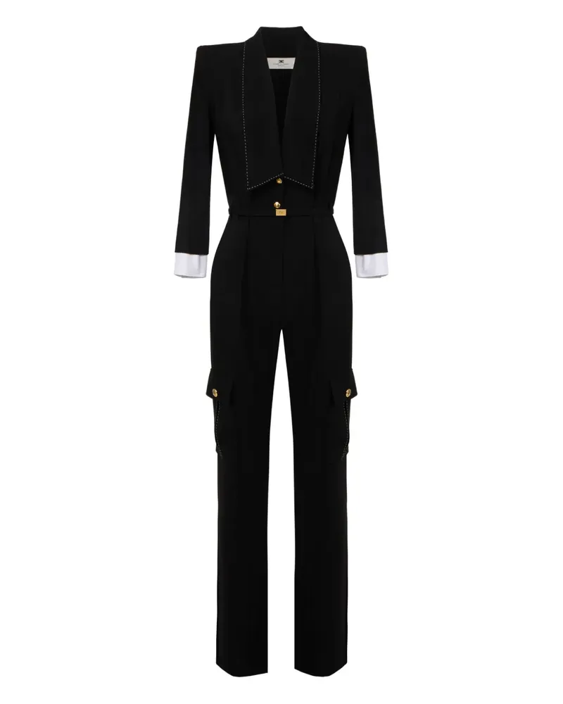 Elisabetta Franchi Cargo-Jumpsuit mit Ziernähten - Schwarz Schwarz