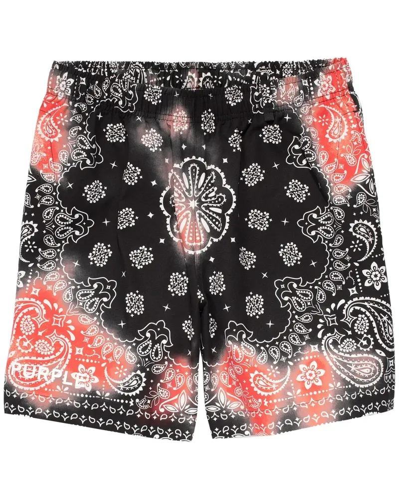 PURPLE BRAND Shorts mit Bleach-Effekt - Schwarz Schwarz