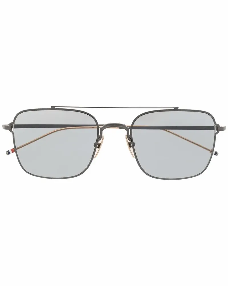 Thom Browne Sonnenbrille mit eckigem Gestell - Silber Silber