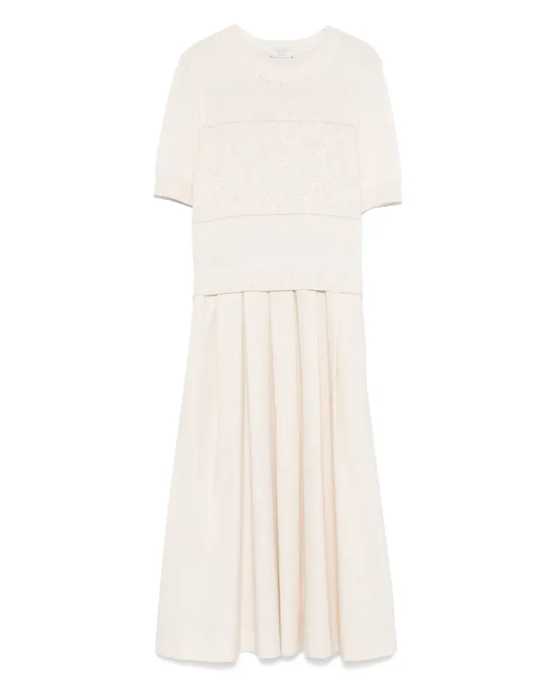Peserico Midikleid mit Kontrasteinsatz - Nude Nude