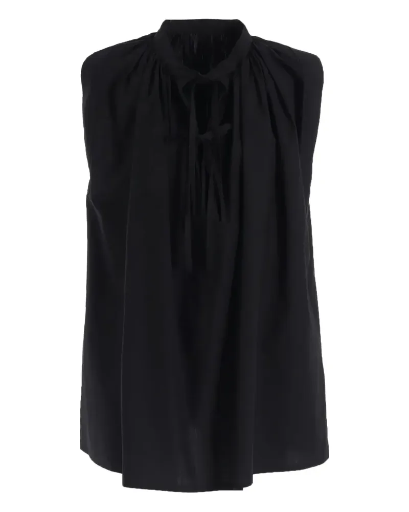 Yohji Yamamoto Ärmellose Bluse mit Schleifenkragen - Schwarz Schwarz