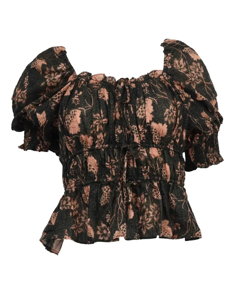 Ulla Johnson Bluse mit Print - Schwarz Schwarz