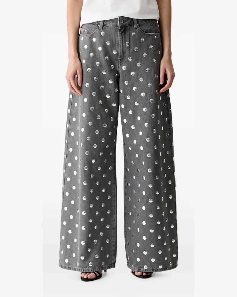 Karl Lagerfeld stud-embellished wide-leg jeans - Grau Grau