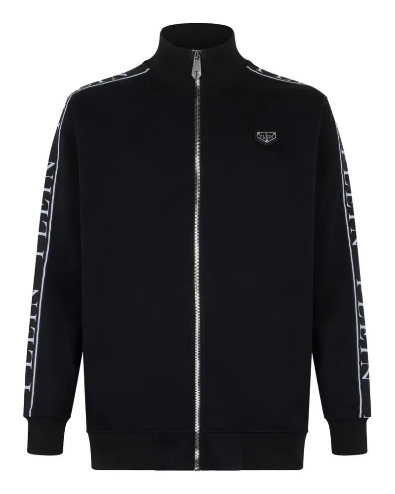 Philipp Plein cropped denim jacket all-over roses - Schwarz Schwarz