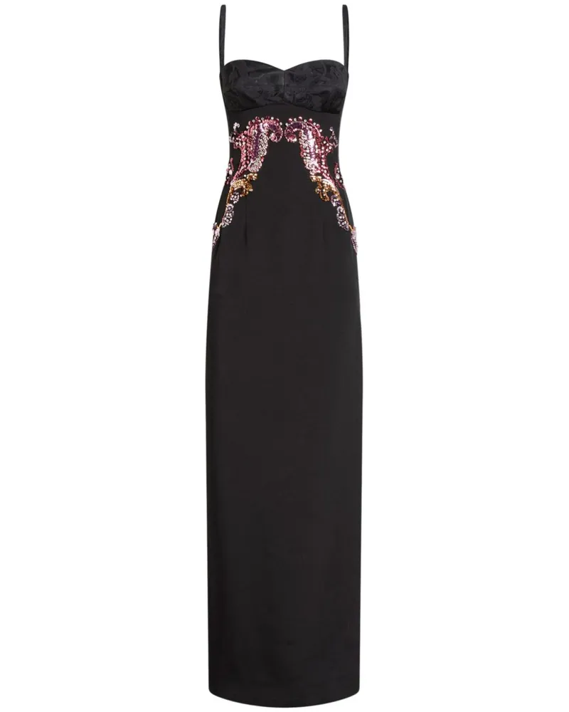 Etro Besticktes Seidenkleid - Schwarz Schwarz