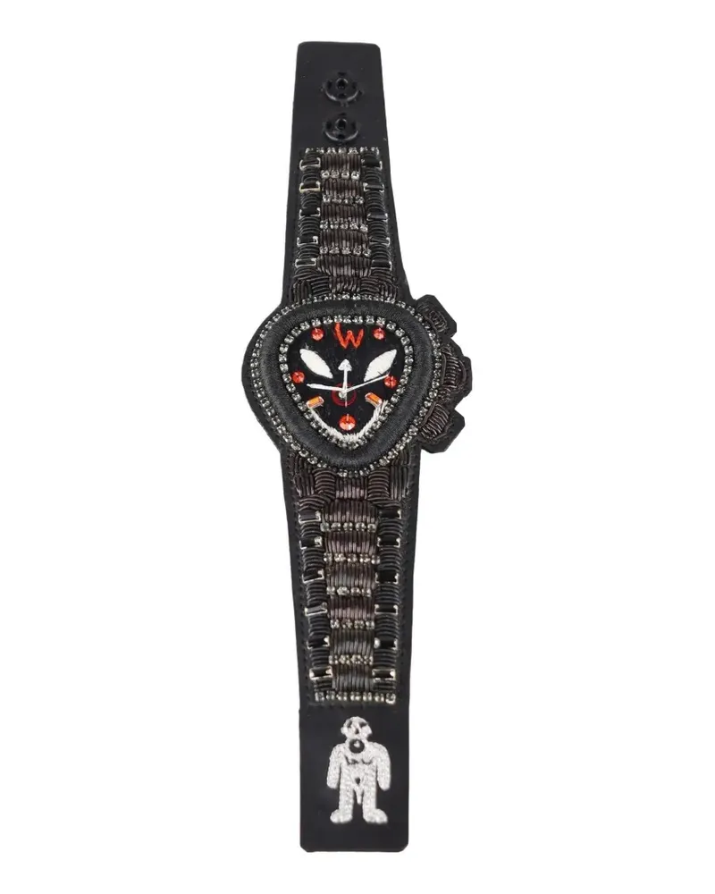 Walter van Beirendonck New bead-embellished embroidered cotton bracelet - Schwarz Schwarz