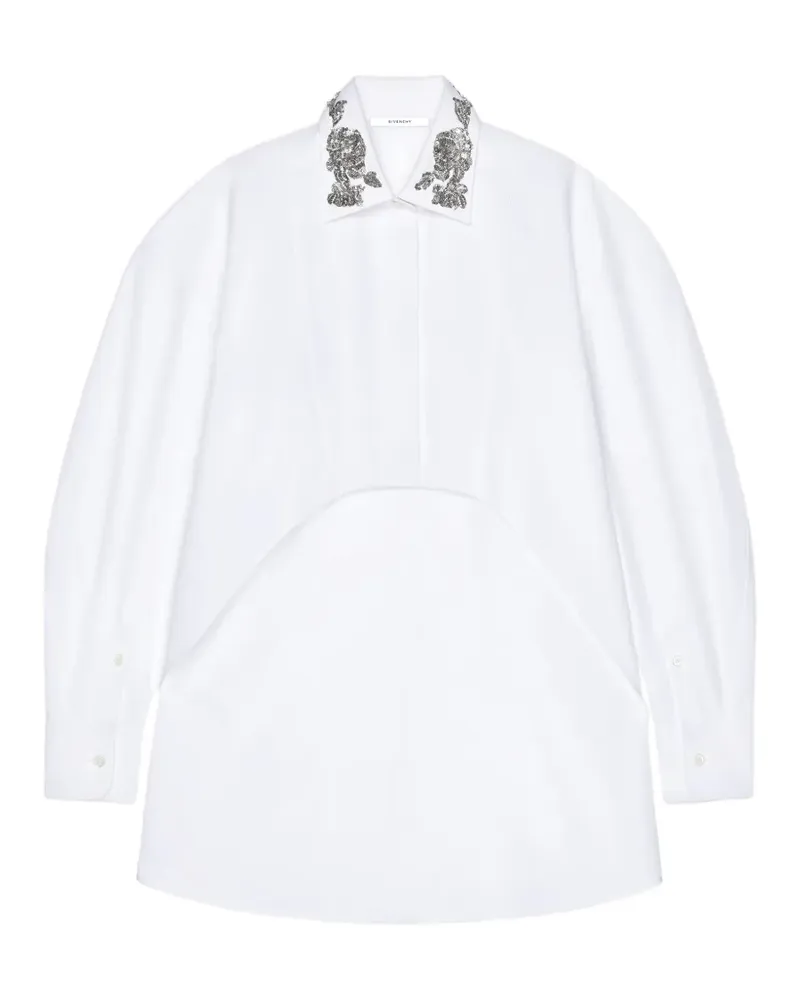 Givenchy Asymmetrisches Hemd aus Popeline mit Pailletten - Weiß Weiß