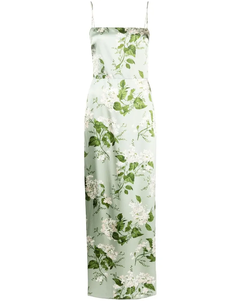 Reformation Frankie Seidenkleid mit Blumen-Print Grün