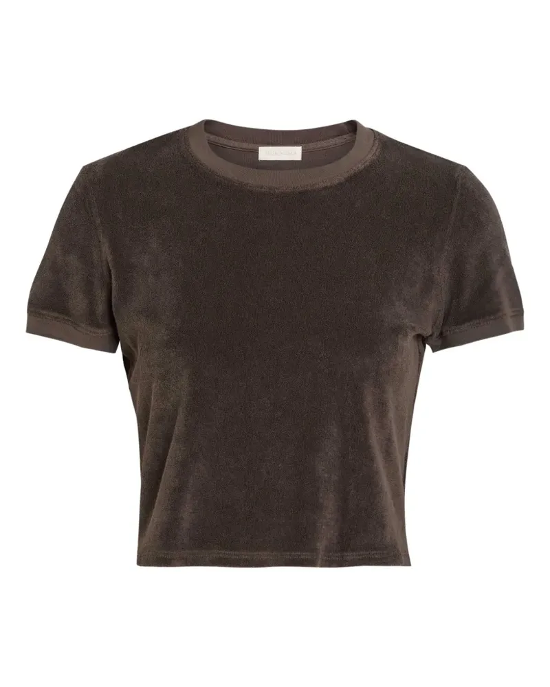 Suzie Kondi Carpi Cropped-T-Shirt aus Frottee - Braun Braun