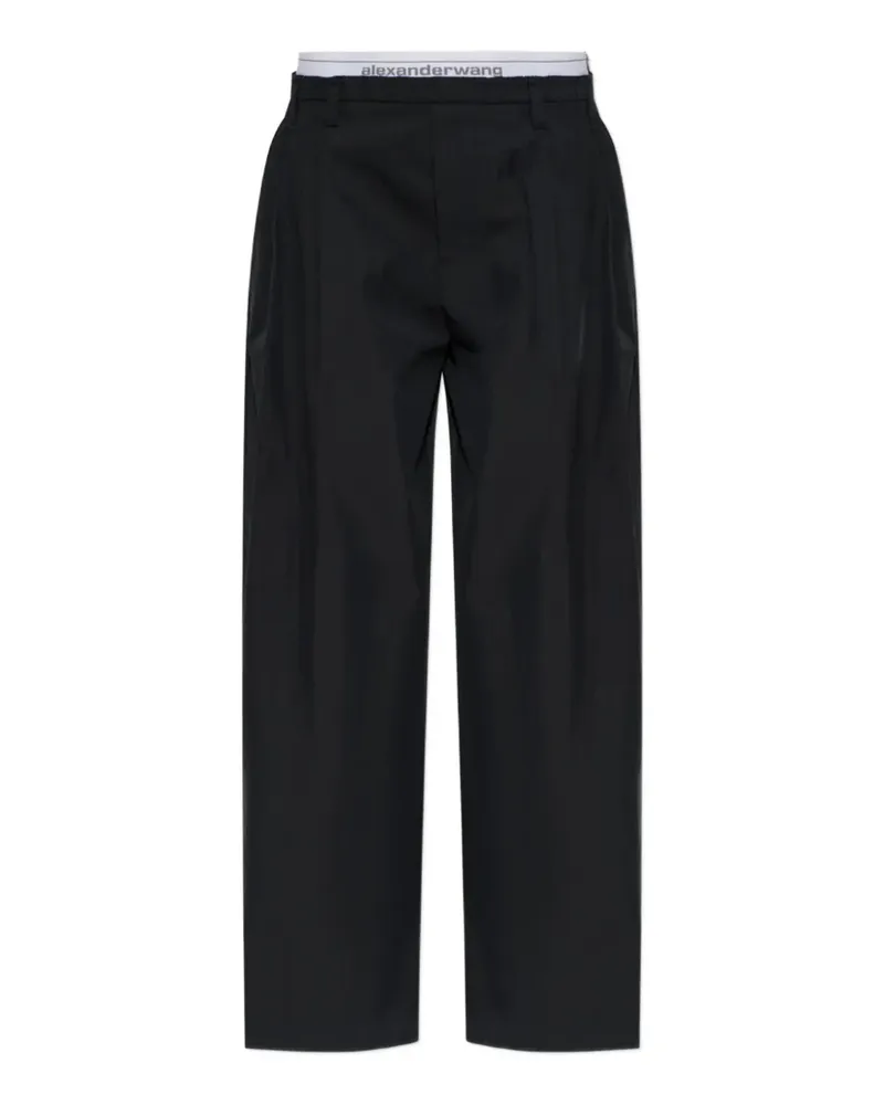Alexander Wang logo-waistband pleated trousers - Schwarz Schwarz