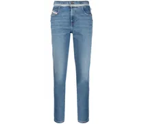 Halbhohe D-Tail Skinny-Jeans