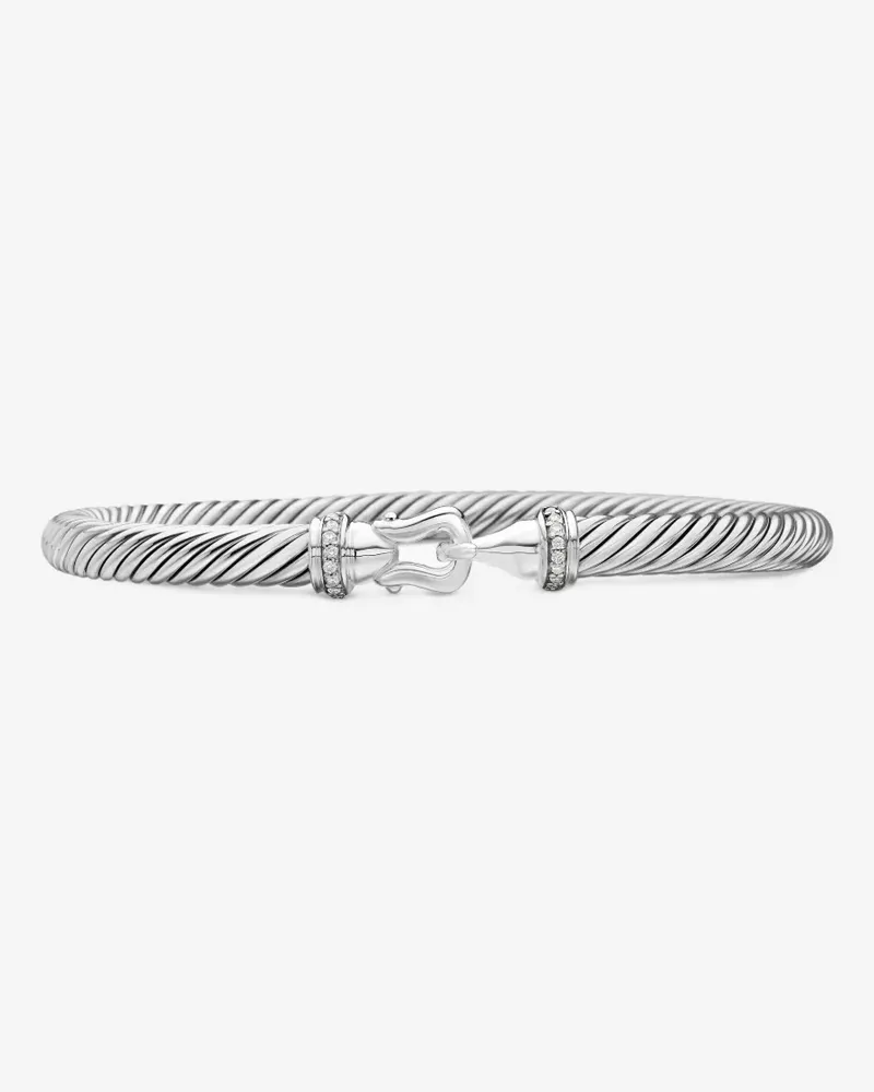David Yurman Buckle Classic Cable Armband aus Sterlingsilber mit Diamanten (5mm Silber