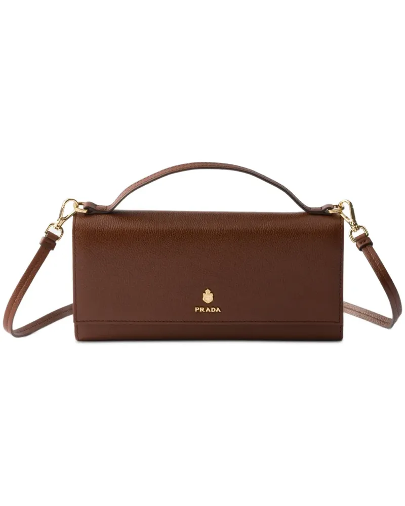 Prada Mini-Tasche im Portemonnaie-Stil aus Leder mit Schulterriemen - Braun Braun