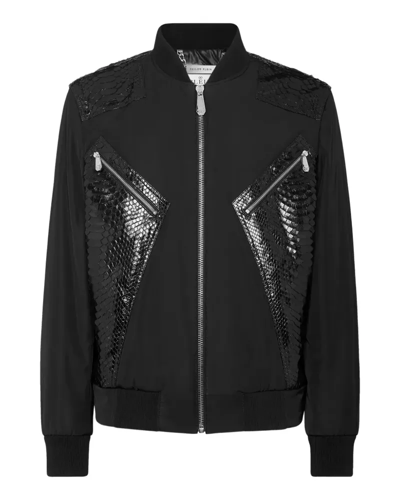 Philipp Plein python-leather-panelled bomber jacket - Schwarz Schwarz