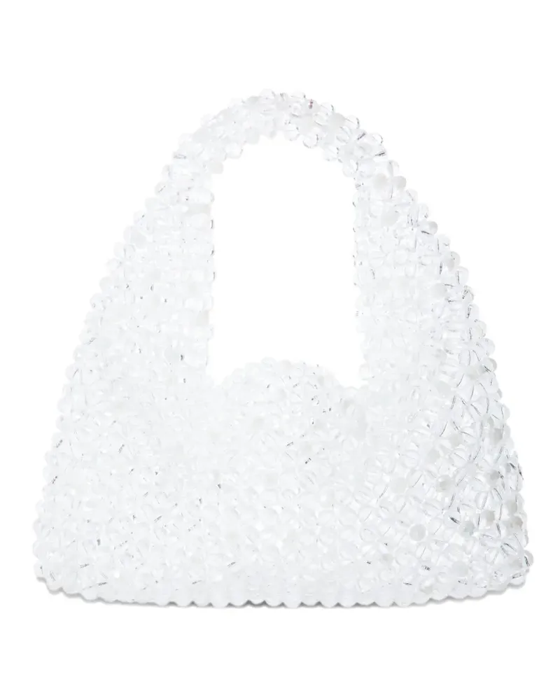 0711 Jodie beaded tote bag - Weiß Weiß
