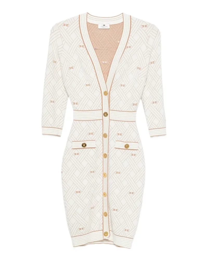 Elisabetta Franchi Midikleid mit Monogramm-Muster - Weiß Weiß