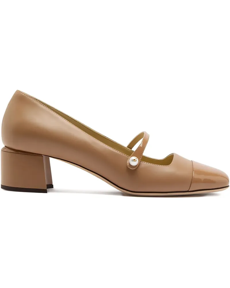 Jimmy Choo Mary Janes mit Blockabsatz 45mm - Nude Nude