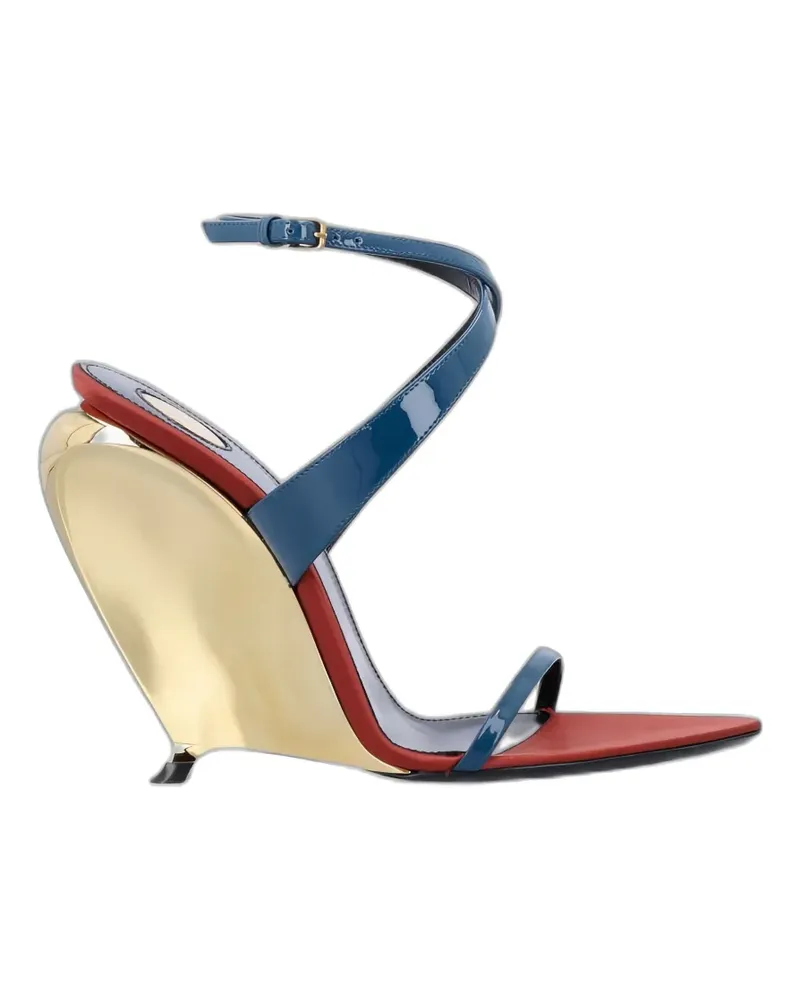 Saint Laurent Gippy Vernice leather heeled sandals - Gold Gold