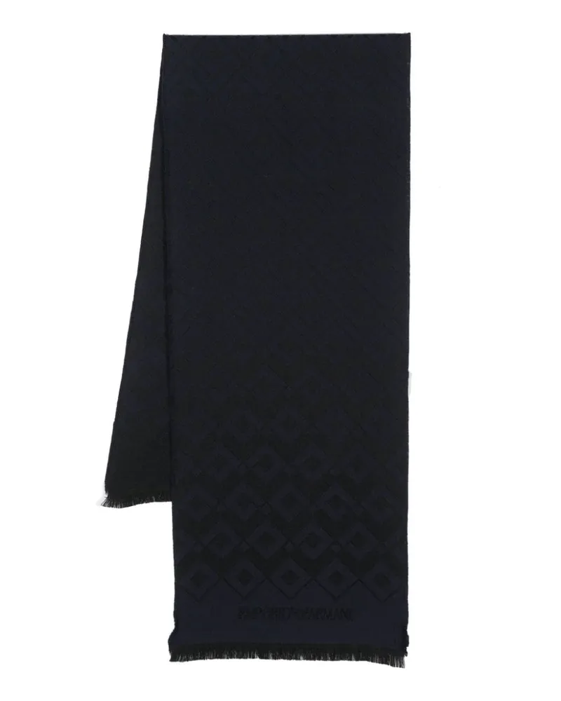 Emporio Armani Schal mit Jacquardmuster - Blau Blau