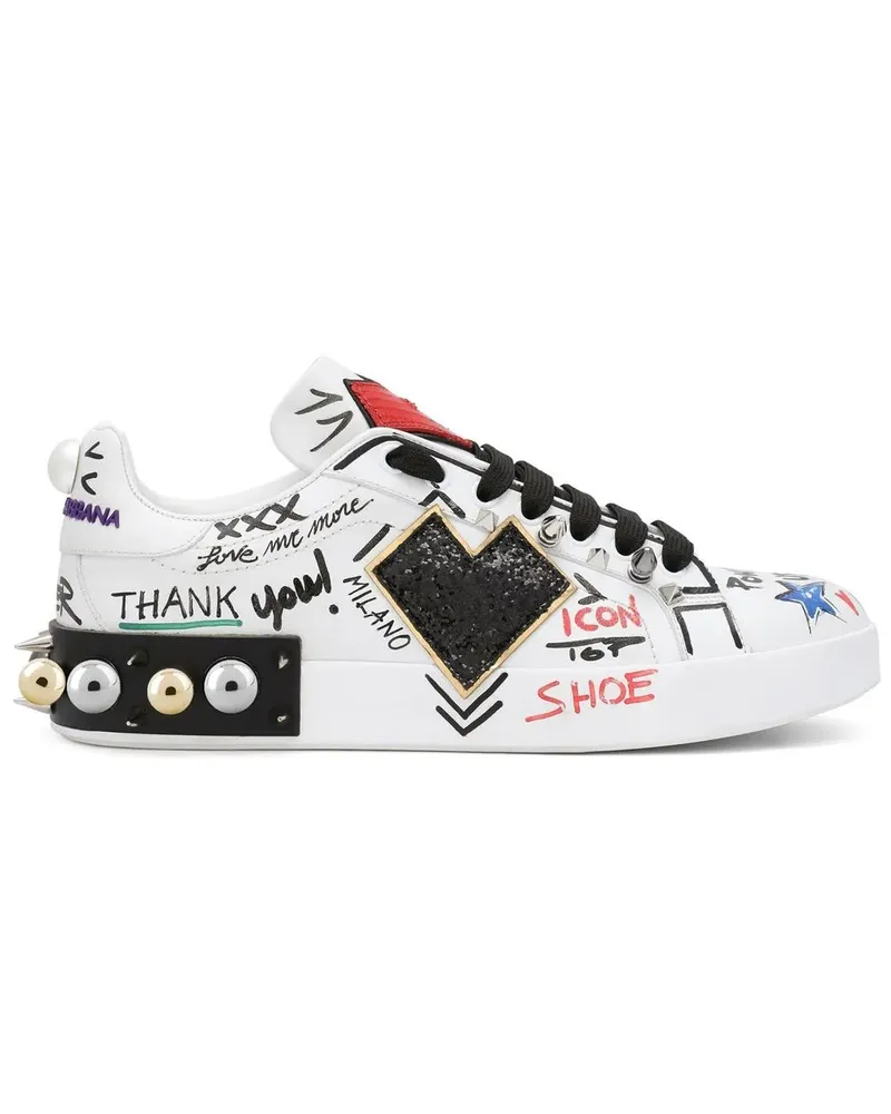 Dolce & Gabbana Portofino Sneakers mit Patch-Detail - Weiß Weiß