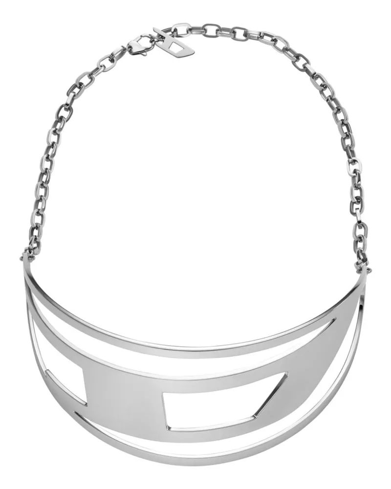 Diesel Dx1479 Halskette mit Logo-Schild Silber