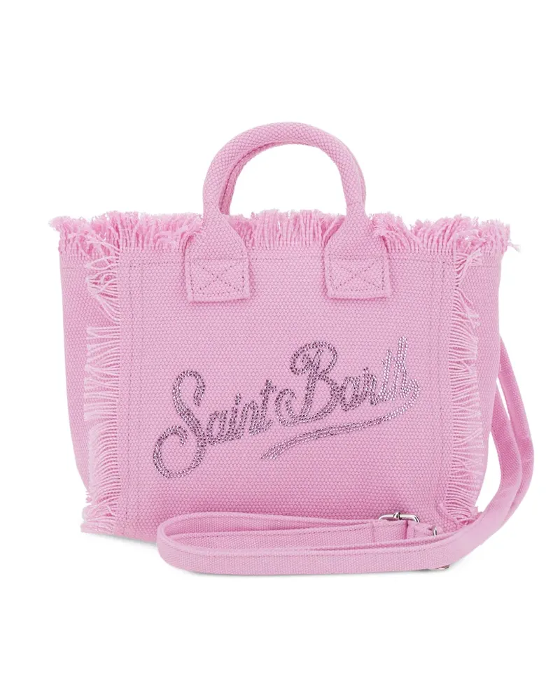 MC2 Saint Barth mini Vanity frayed-edge logo tote bag - Rosa Rosa