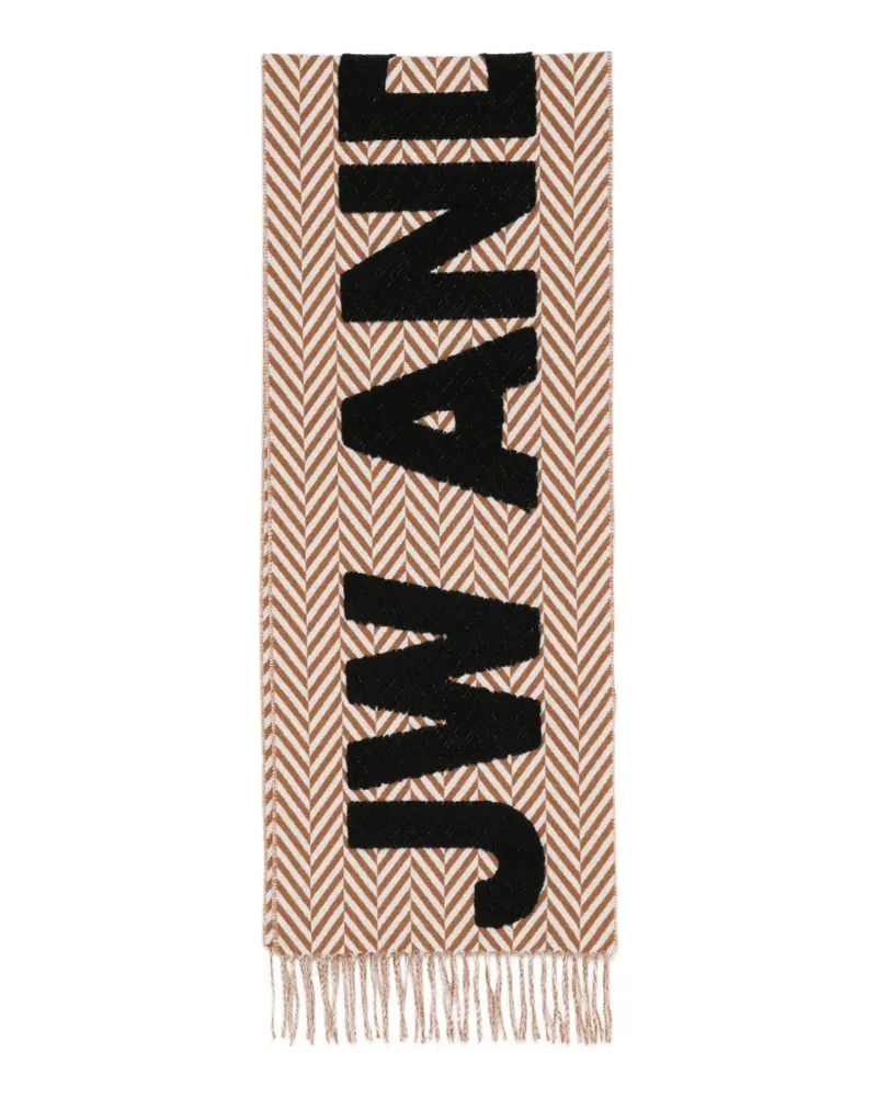 J.W.Anderson herringbone-knit logo scarf - Braun Braun