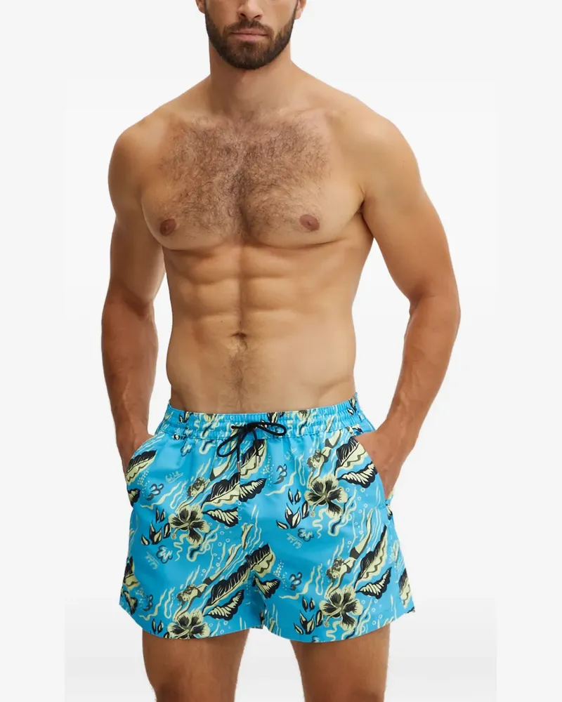 Paul Smith Badeshorts mit Hawaii-Print - Blau Blau