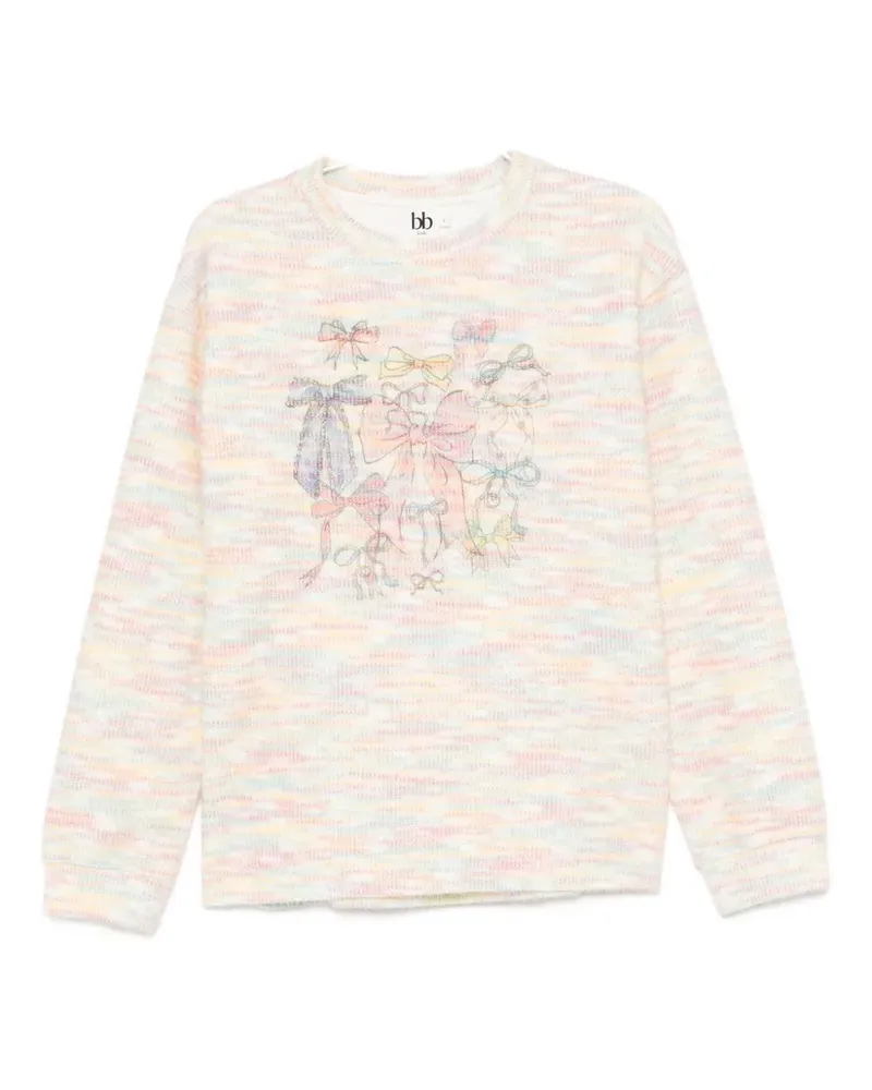 b+ab Pullover mit Print - Weiß Weiß