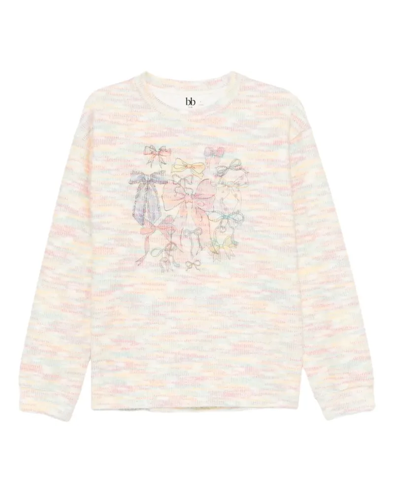 b+ab Pullover mit Print - Weiß Weiß