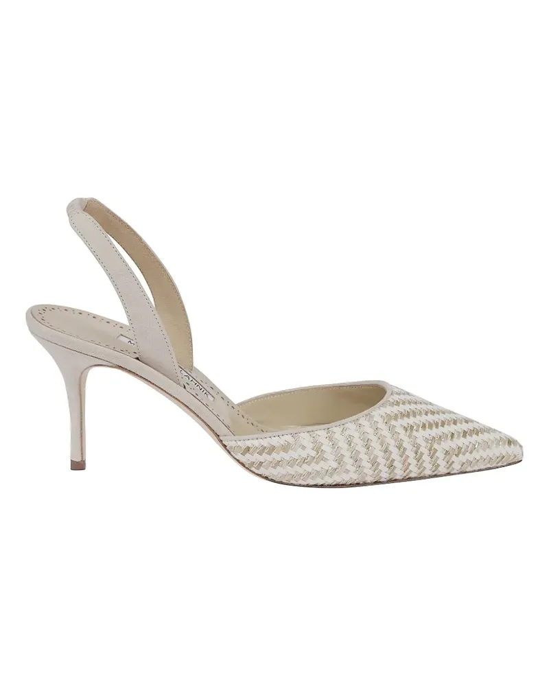 Manolo Blahnik Carolyne woven-raffia slingback pumps - Nude Nude