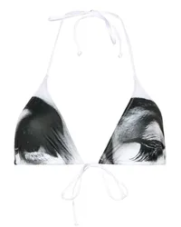 Jean Paul Gaultier Bikinioberteil mit Augen-Print Weiß