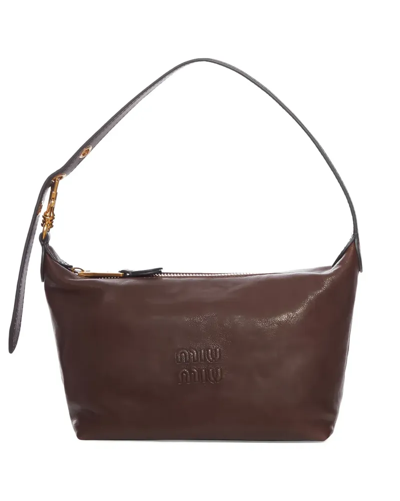 Miu Miu Schultertasche mit Logo-Prägung - Braun Braun