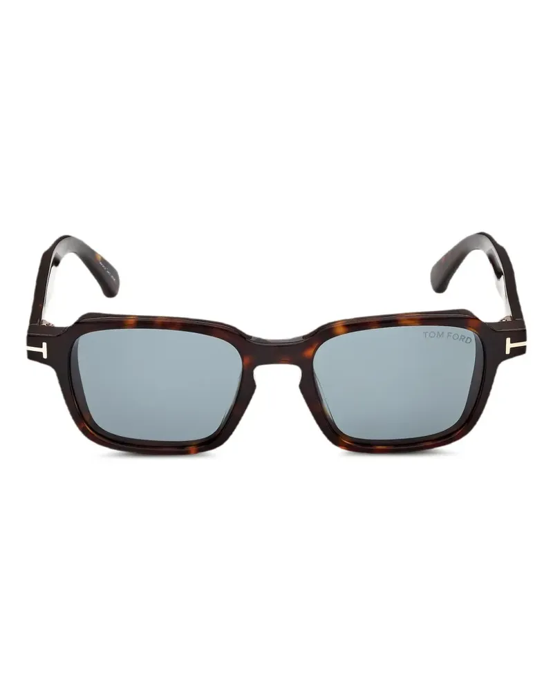 Tom Ford T-logo rectangle-frame sunglasses - Braun Braun