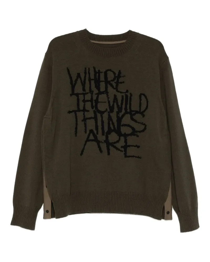 Sacai Pullover mit Text-Print - Grün Grün