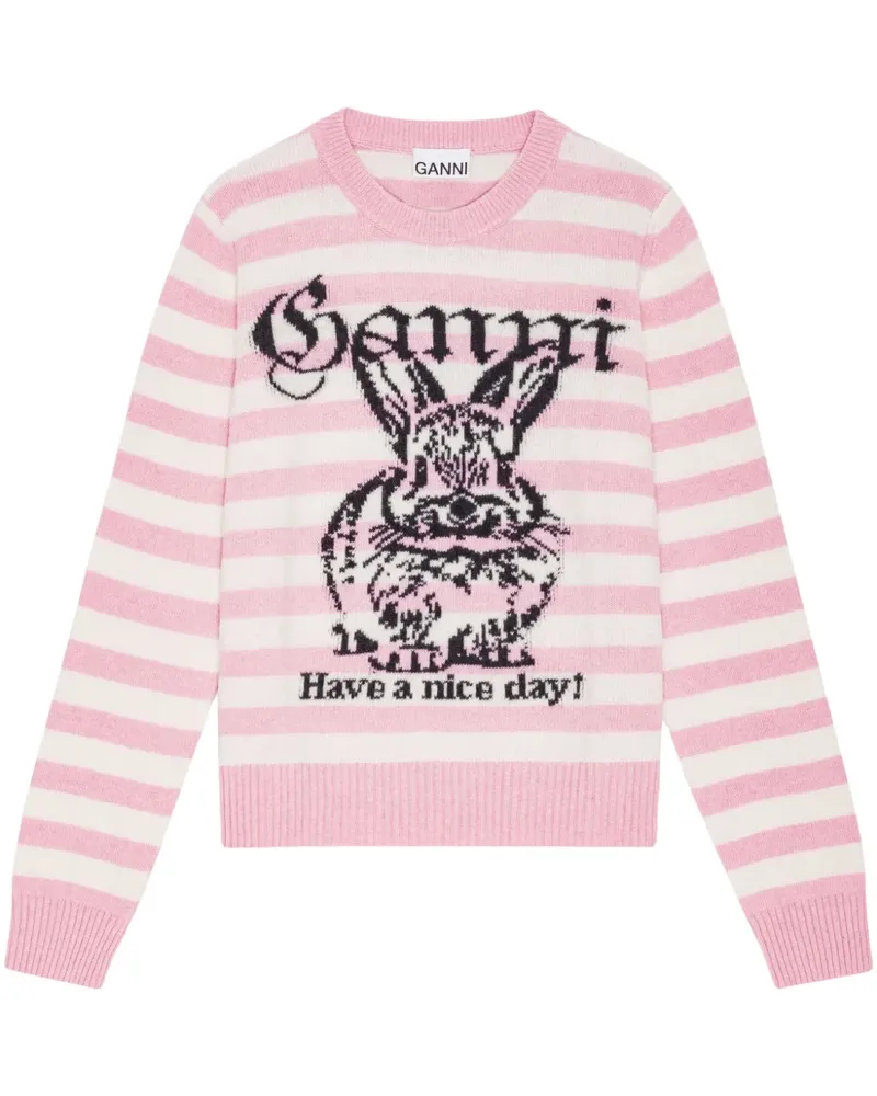 Ganni Gestrickter Intarsien-Pullover - Rosa Rosa