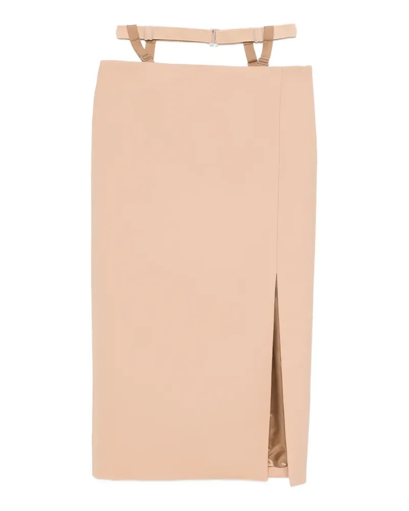 Thierry Mugler side-slit midi skirt - Nude Nude