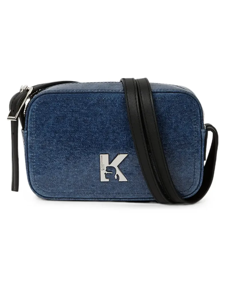Karl Lagerfeld logo-plaque denim crossbody bag - Blau Blau