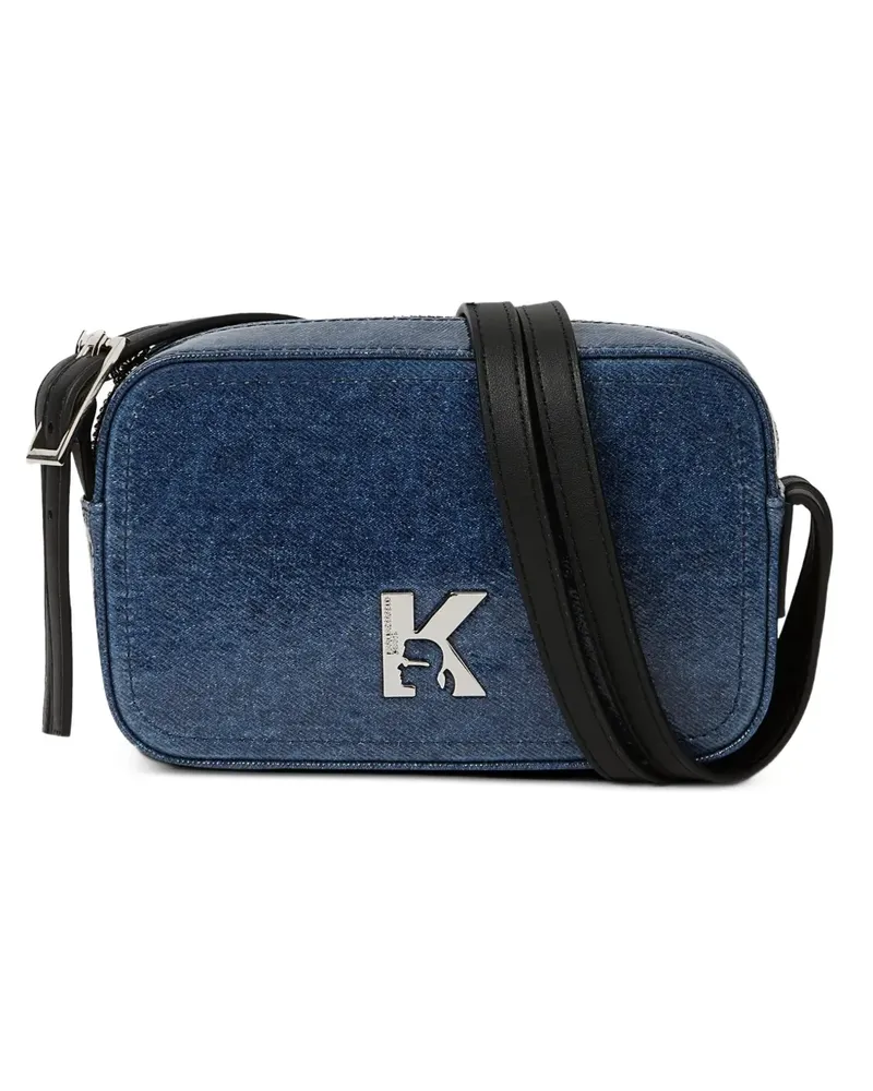 Karl Lagerfeld Mini Umhängetasche mit Logo-Schild - Blau Blau