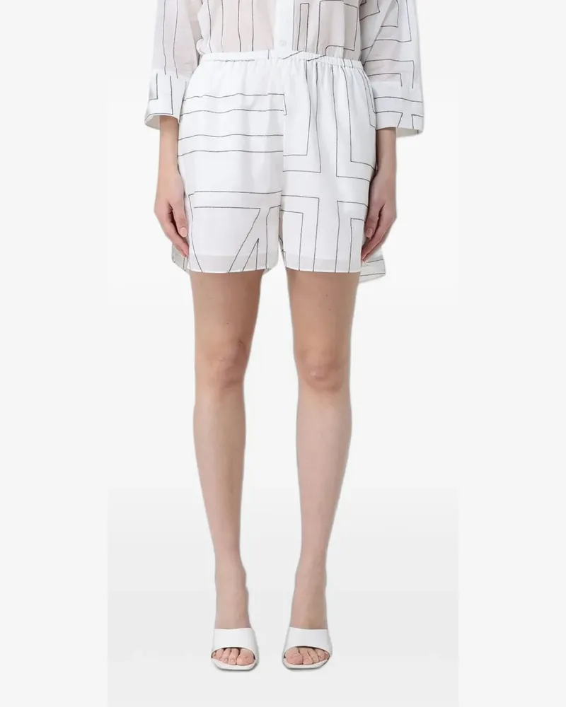 MEIMEIJ Shorts mit Logo-Print - Weiß Weiß
