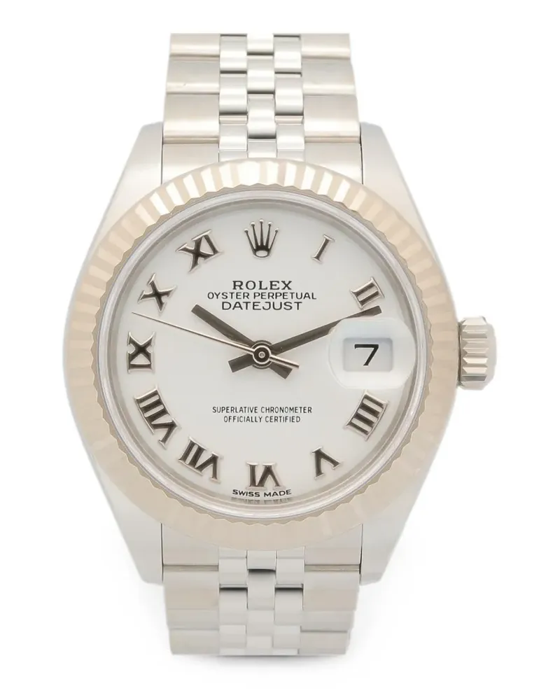 Rolex 2010s Datejust Armbanduhr mit geriffelter Lünette 28mm - Weiß Weiß