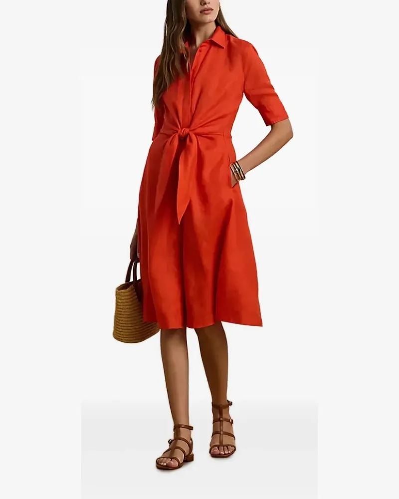 Ralph Lauren Geknöpftes Mdikileid mit Gürtel - Orange Orange