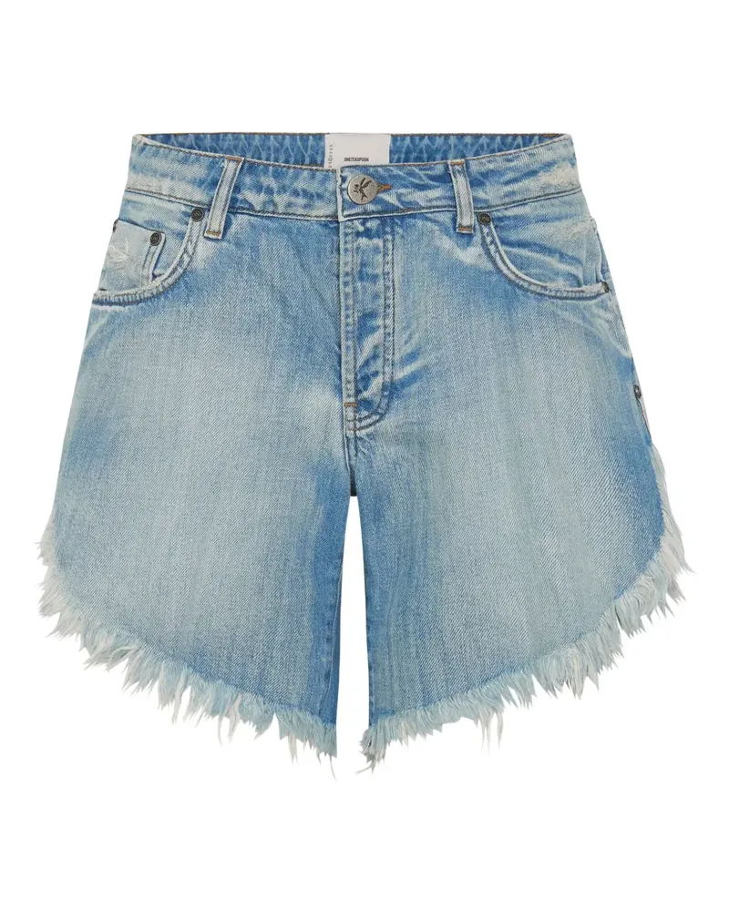 One Teaspoon Frankies frayed asymmetric denim shorts - Blau Blau
