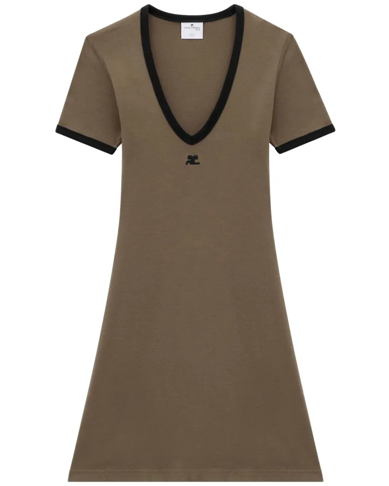 Courrèges Minikleid mit V-Ausschnitt - Grün Grün