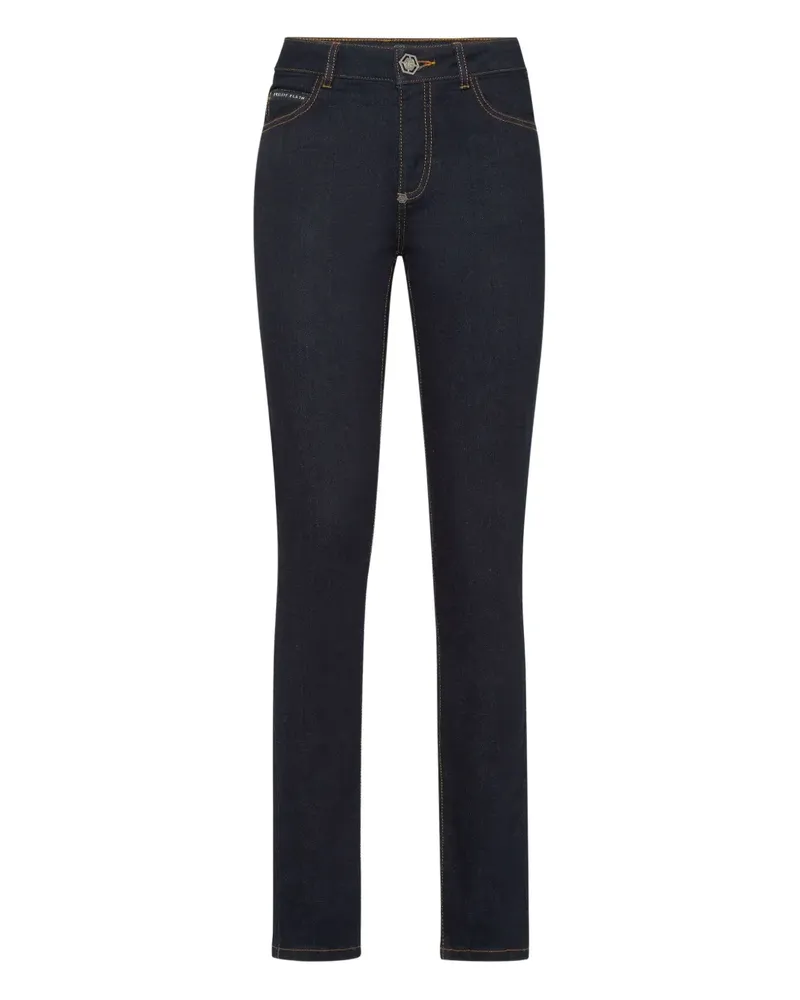 Philipp Plein Skinny-Jeans mit Logo-Schild - Blau Blau