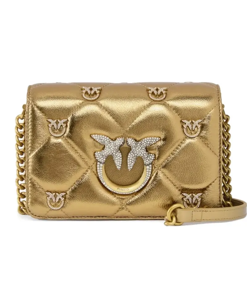 Pinko Love Click quilted embellished mini bag - Gold Gold